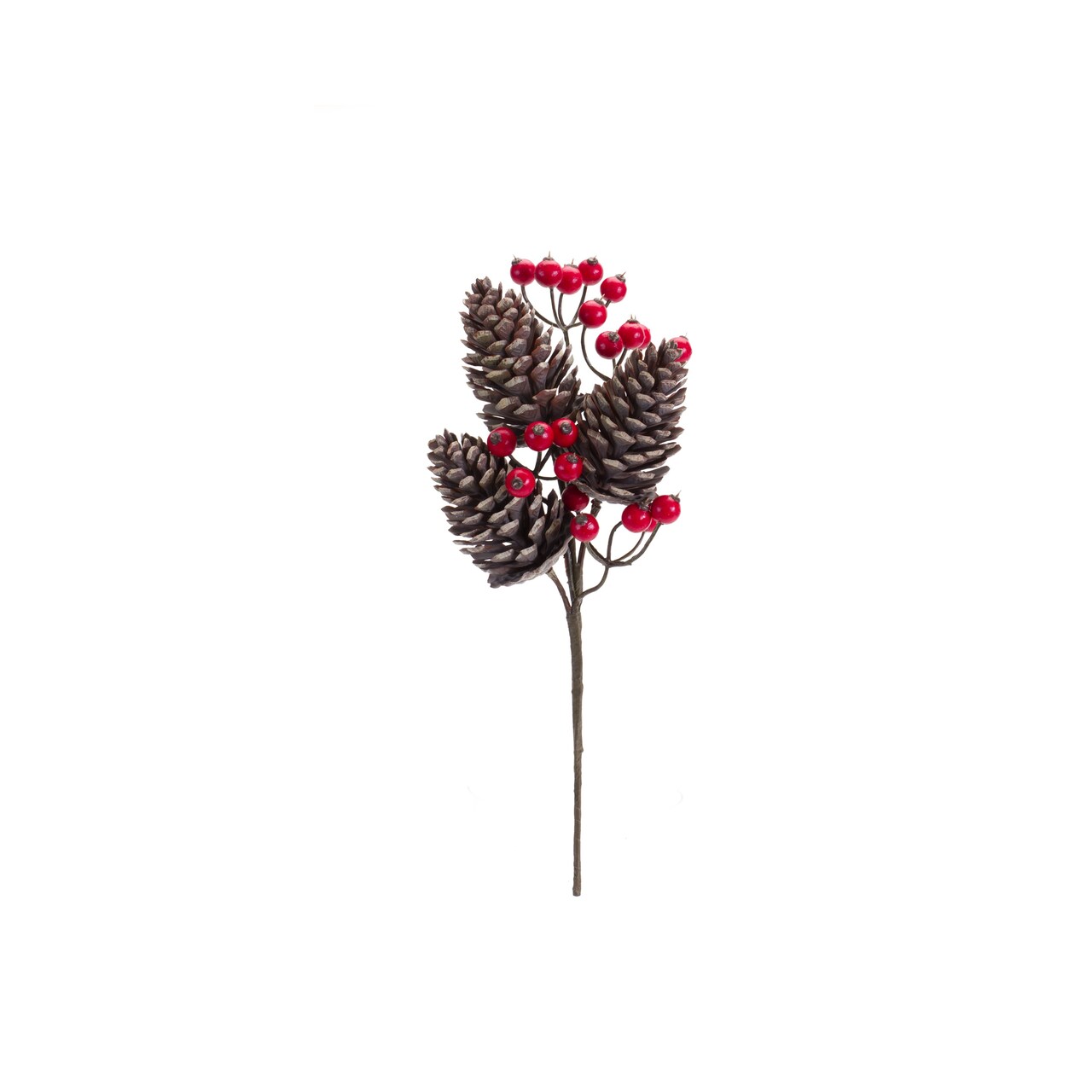 Melrose Set of 6 Pine Cone and Red Berry Spray Picks 13.25&#x22;